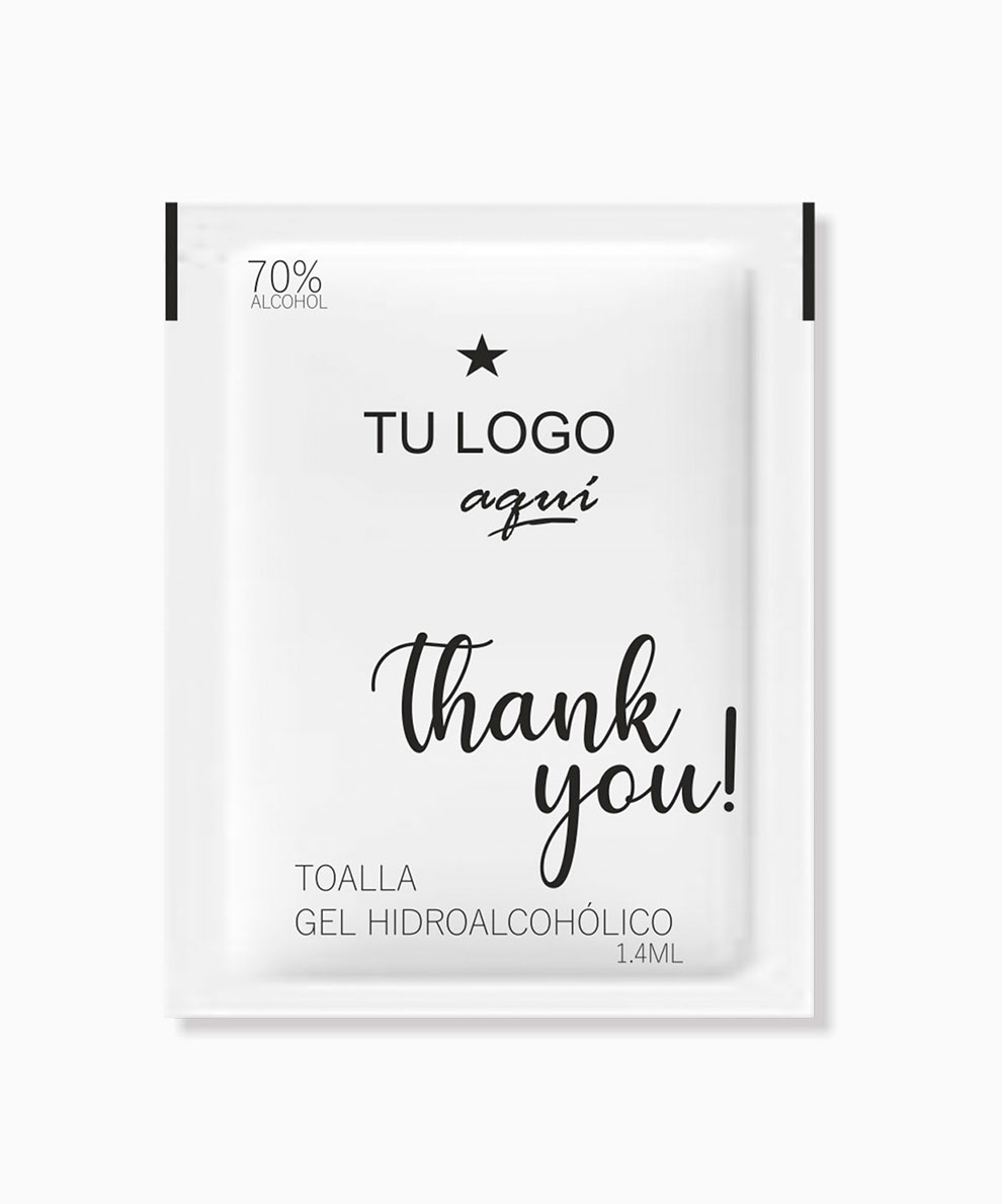Thank You Toallitas Hidroalcohólicas Personalizadas Caja De 1 000 Unidades Tu Sachet
